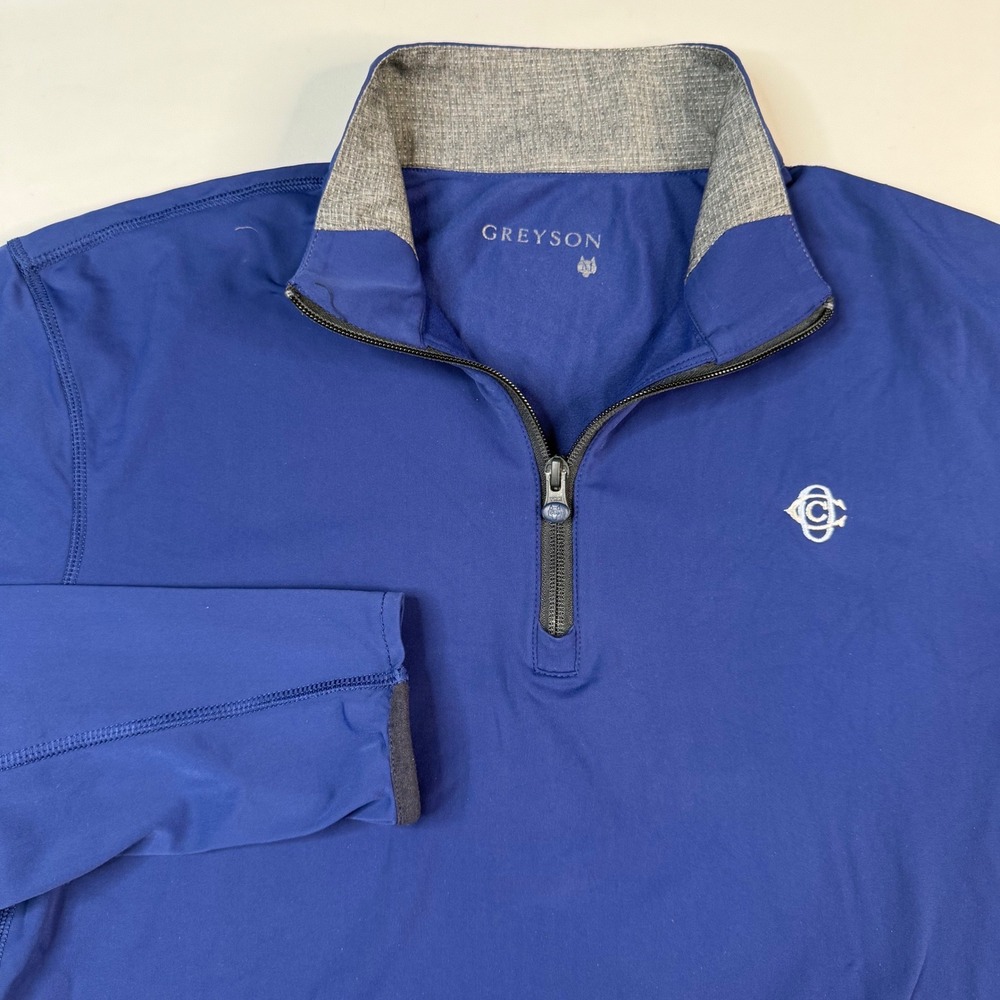 Greyson 1/4 Zip Pullover Mens Medium Blue Golf Performance Mock Neck Wolf